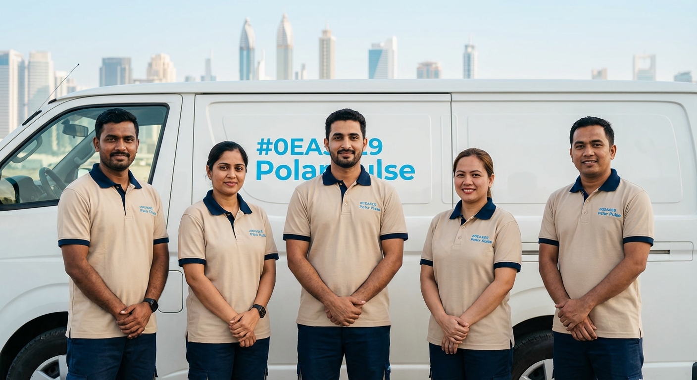 The Polar Pulse team in front of a Dubai service van